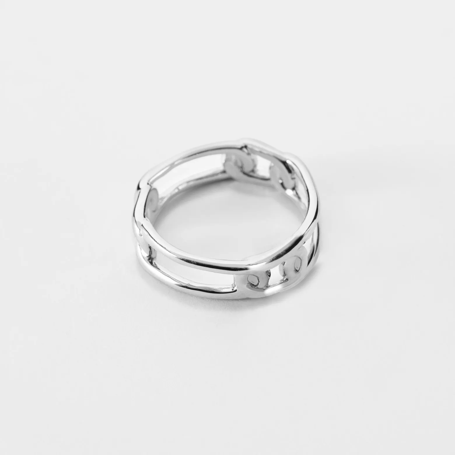 Bague chaine maille large argent