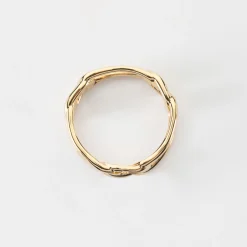 Bague chaine maille large plaqué or