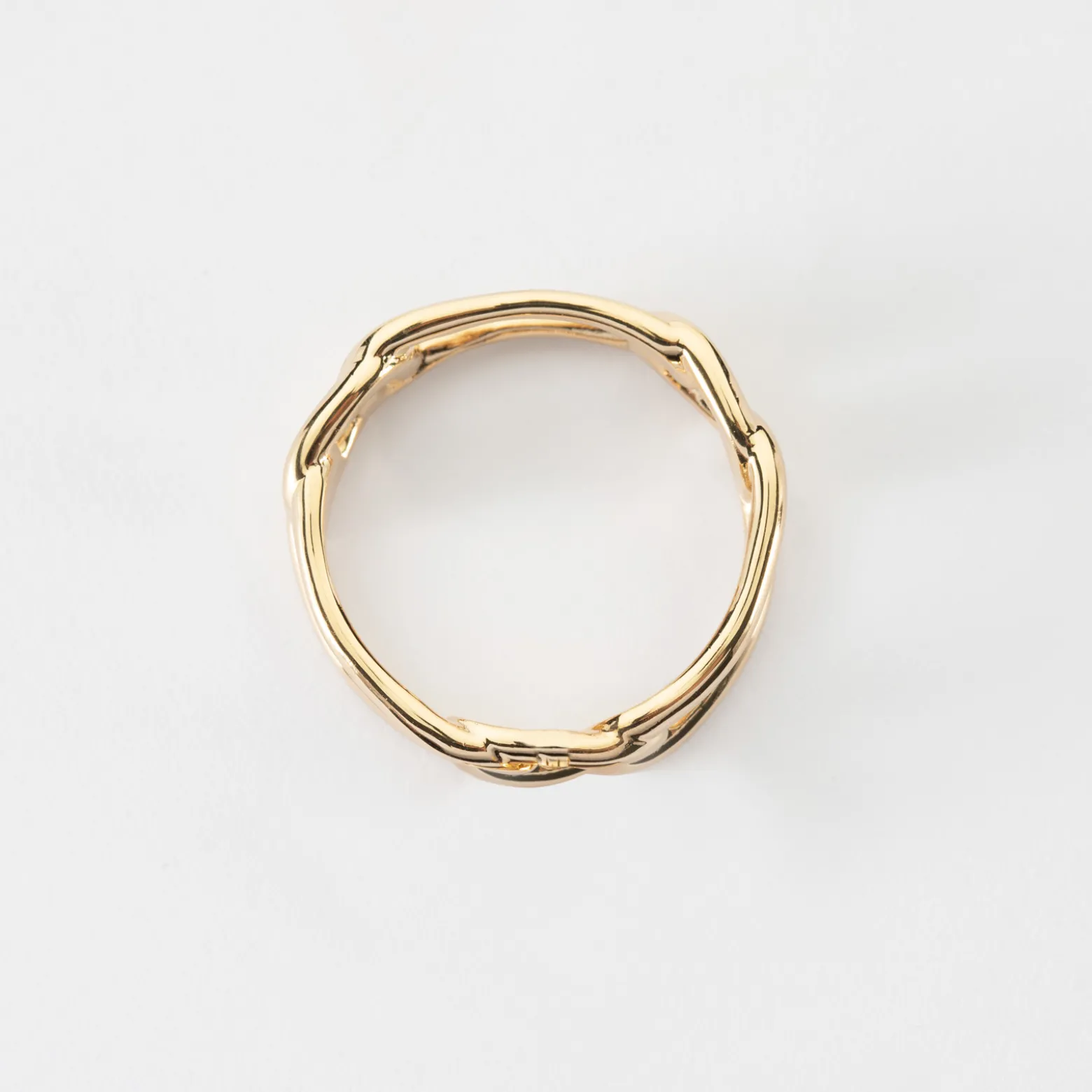 Bague chaine maille large plaqué or