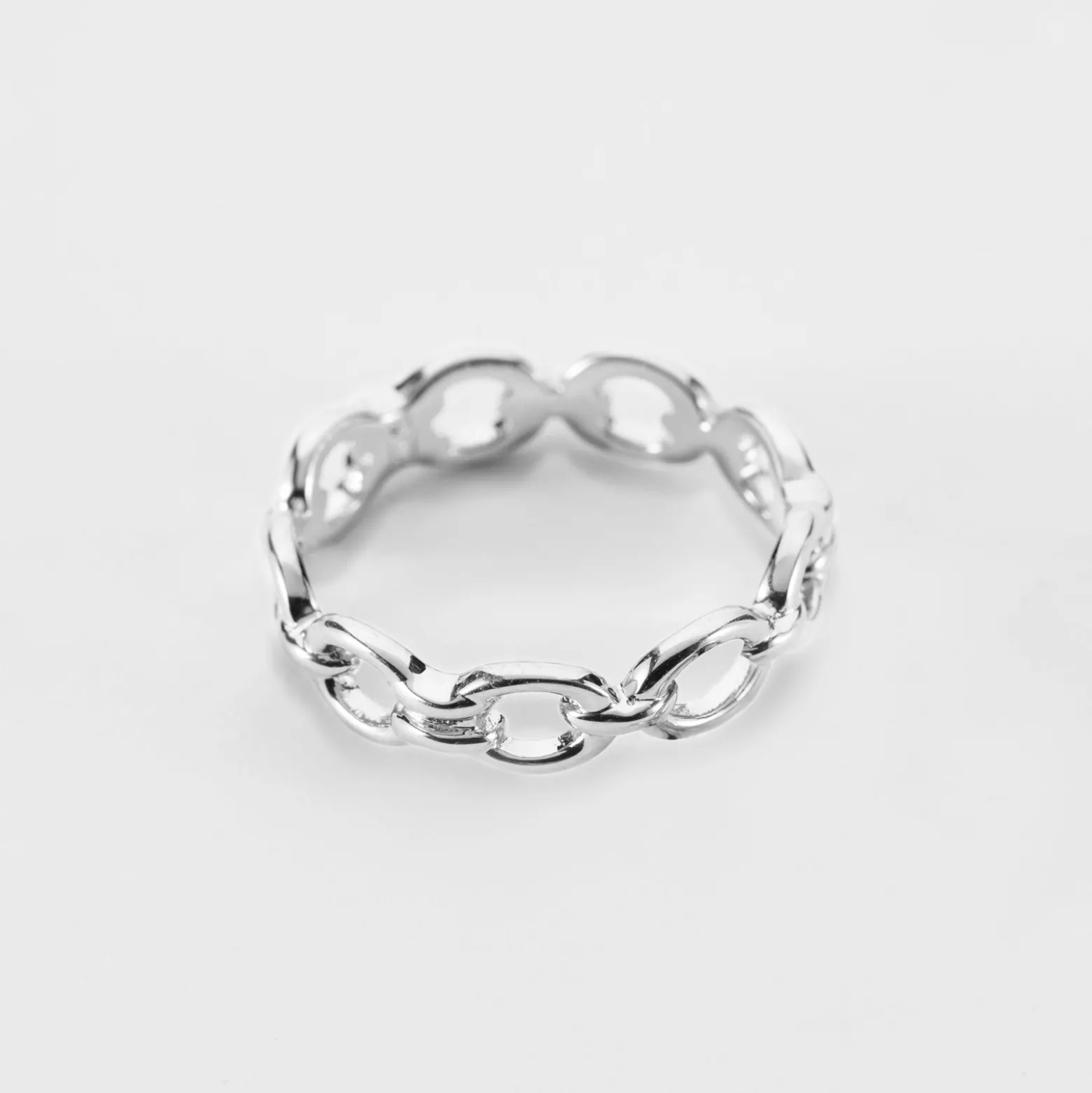 Bague chaine maille ronde argent