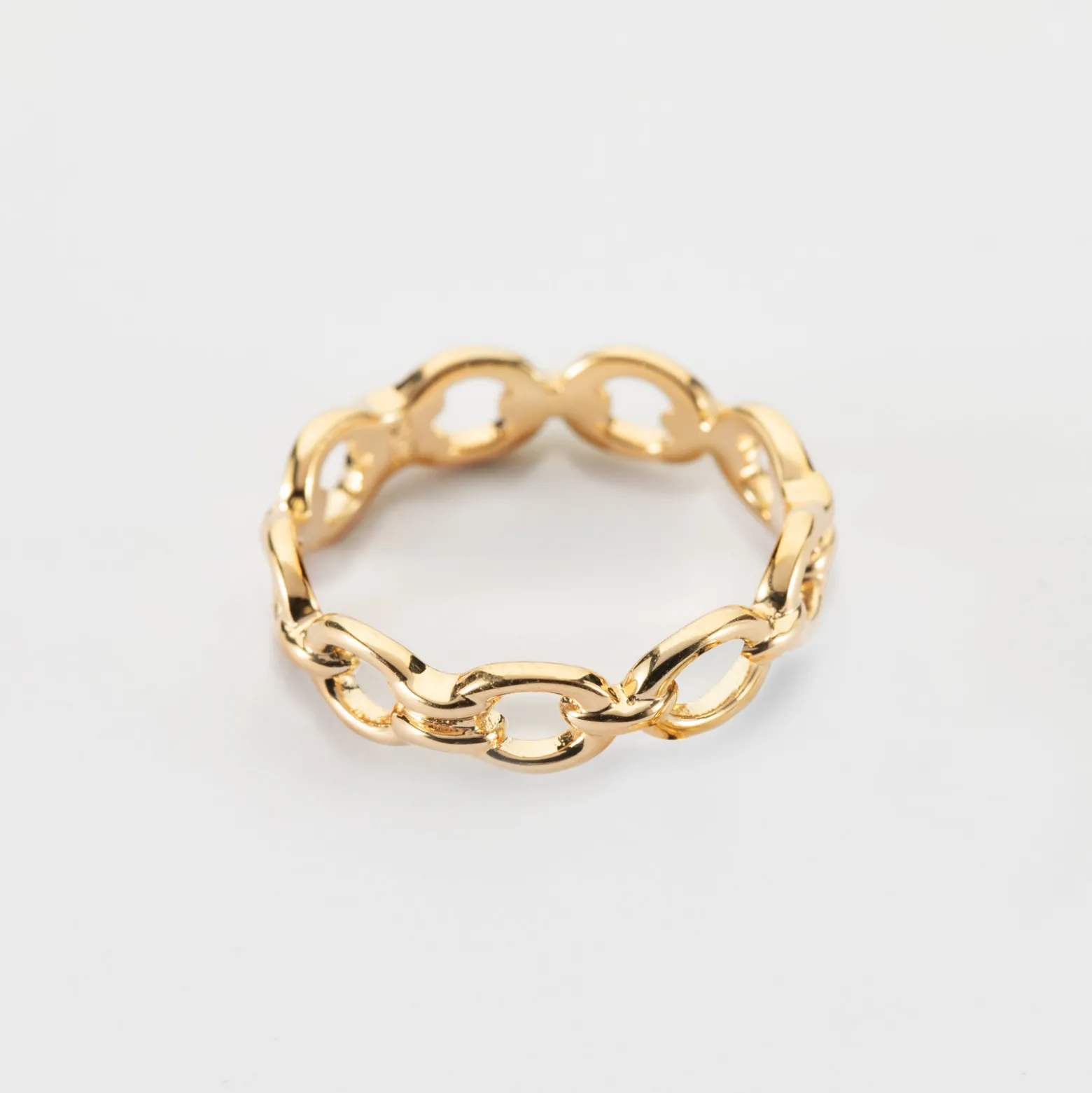 Bague chaine maille ronde plaqué or