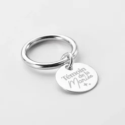 Bague EVJF jonc argent personnalisée médaille gravée 15 mm