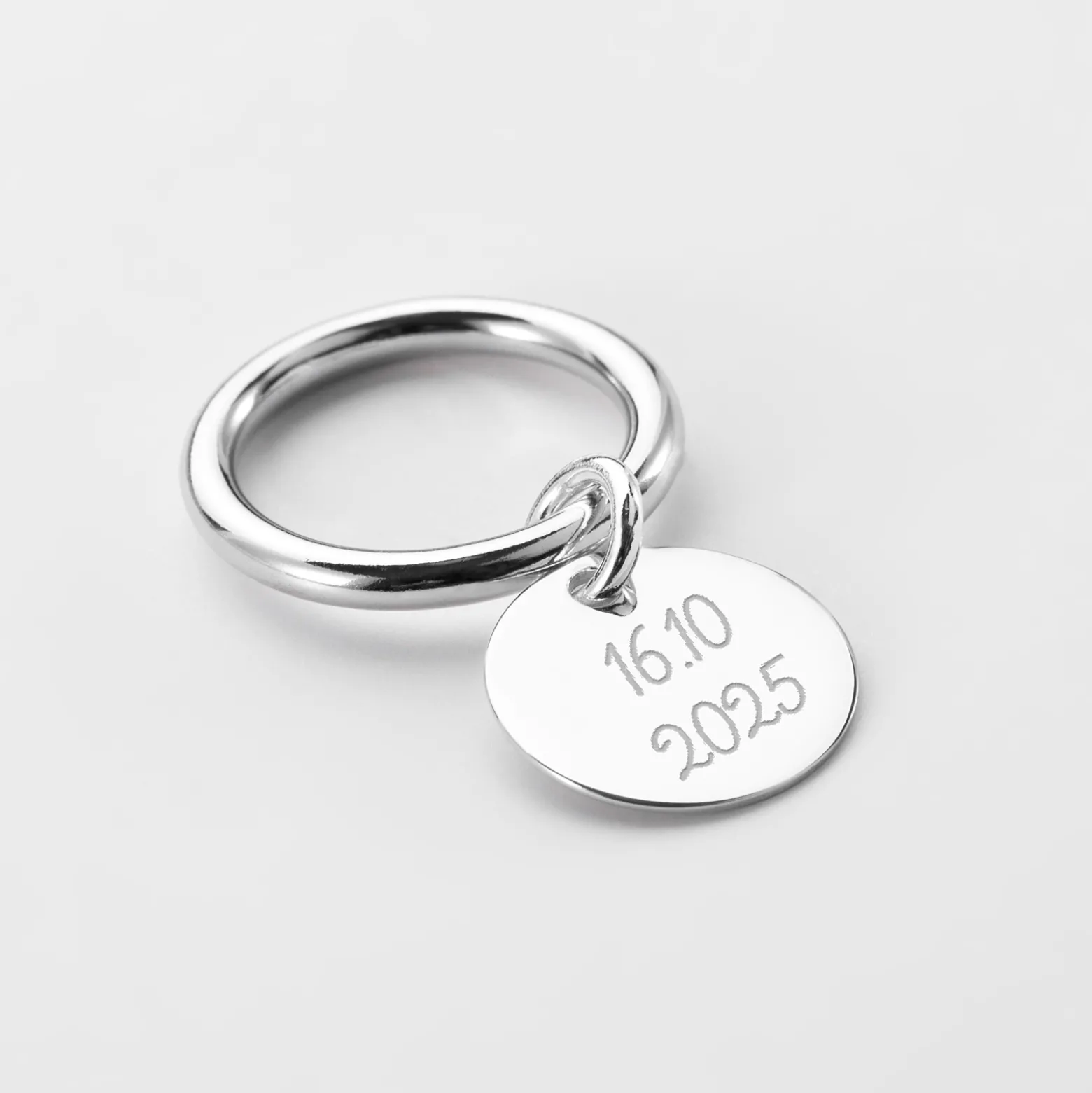 Bague EVJF jonc argent personnalisée médaille gravée 15 mm