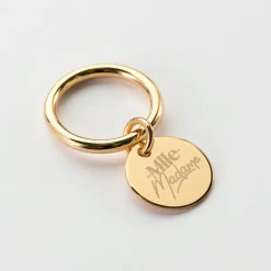 Bague EVJF jonc plaqué or personnalisée médaille gravée 15 mm