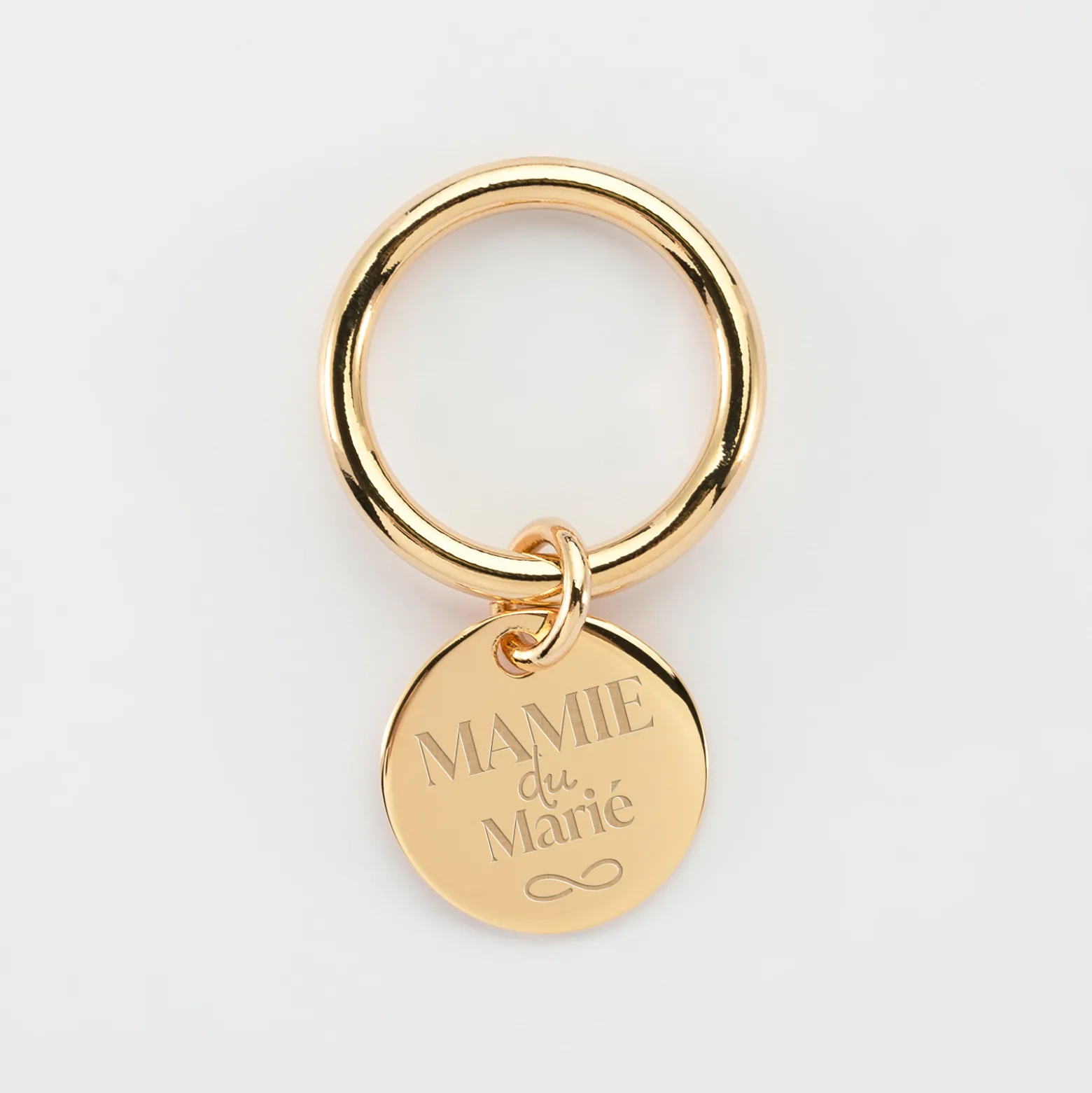 Bague Famille des mariés jonc plaqué or personnalisée médaille gravée 15 mm