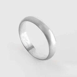 Bague homme alliance bombée personnalisée argent 4 mm