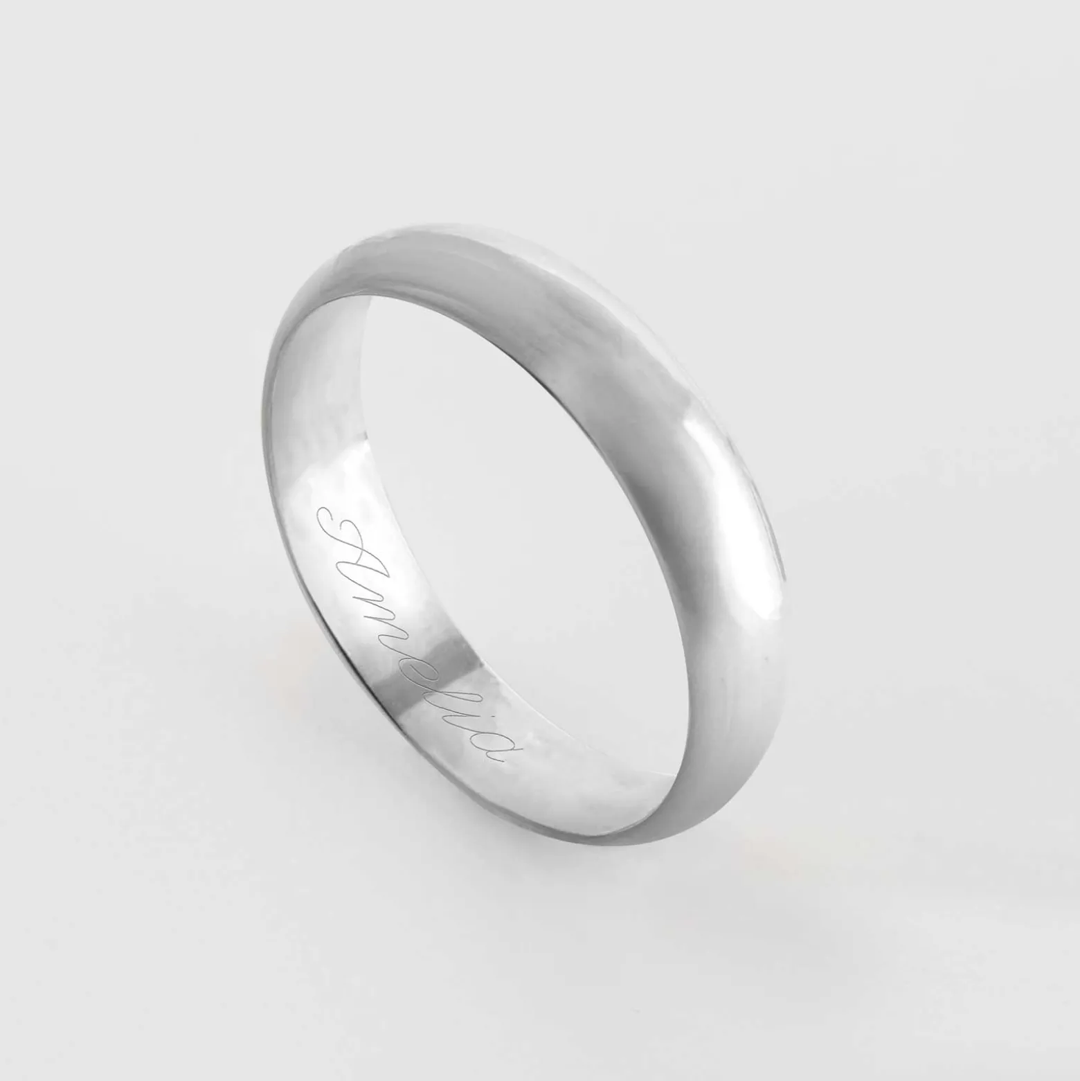 Bague homme alliance bombée personnalisée argent 4 mm