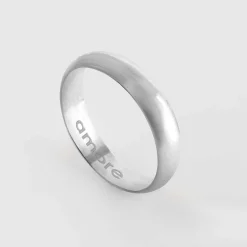 Bague homme alliance bombée personnalisée argent 4 mm