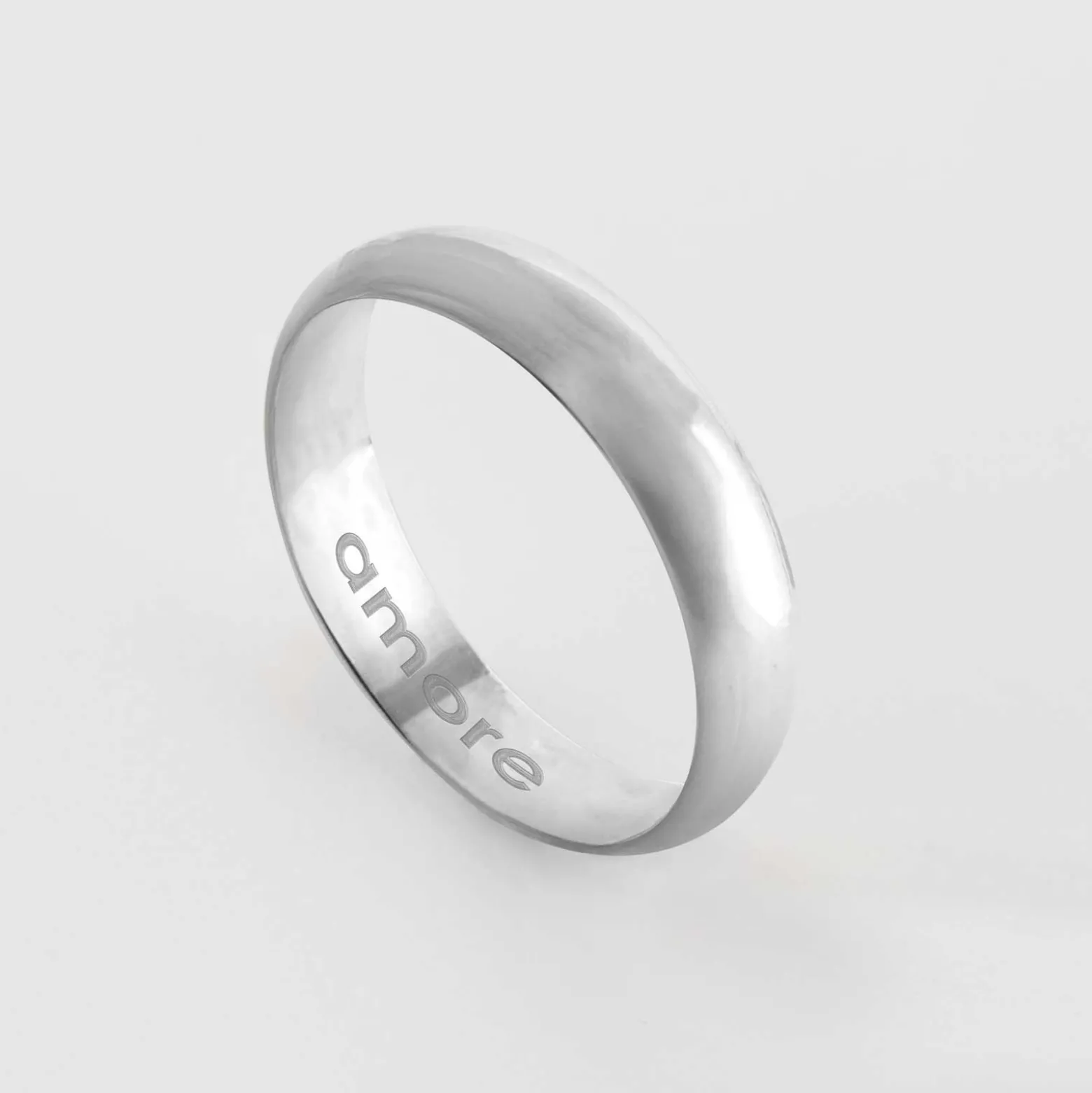 Bague homme alliance bombée personnalisée argent 4 mm