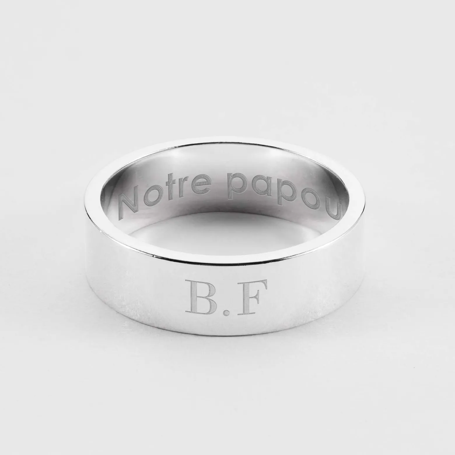 Bague homme personnalisée argent 7 mm - Nos petits imparfaits