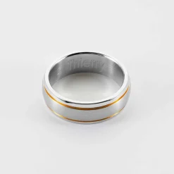 Bague homme ruban doré personnalisée acier 7 mm