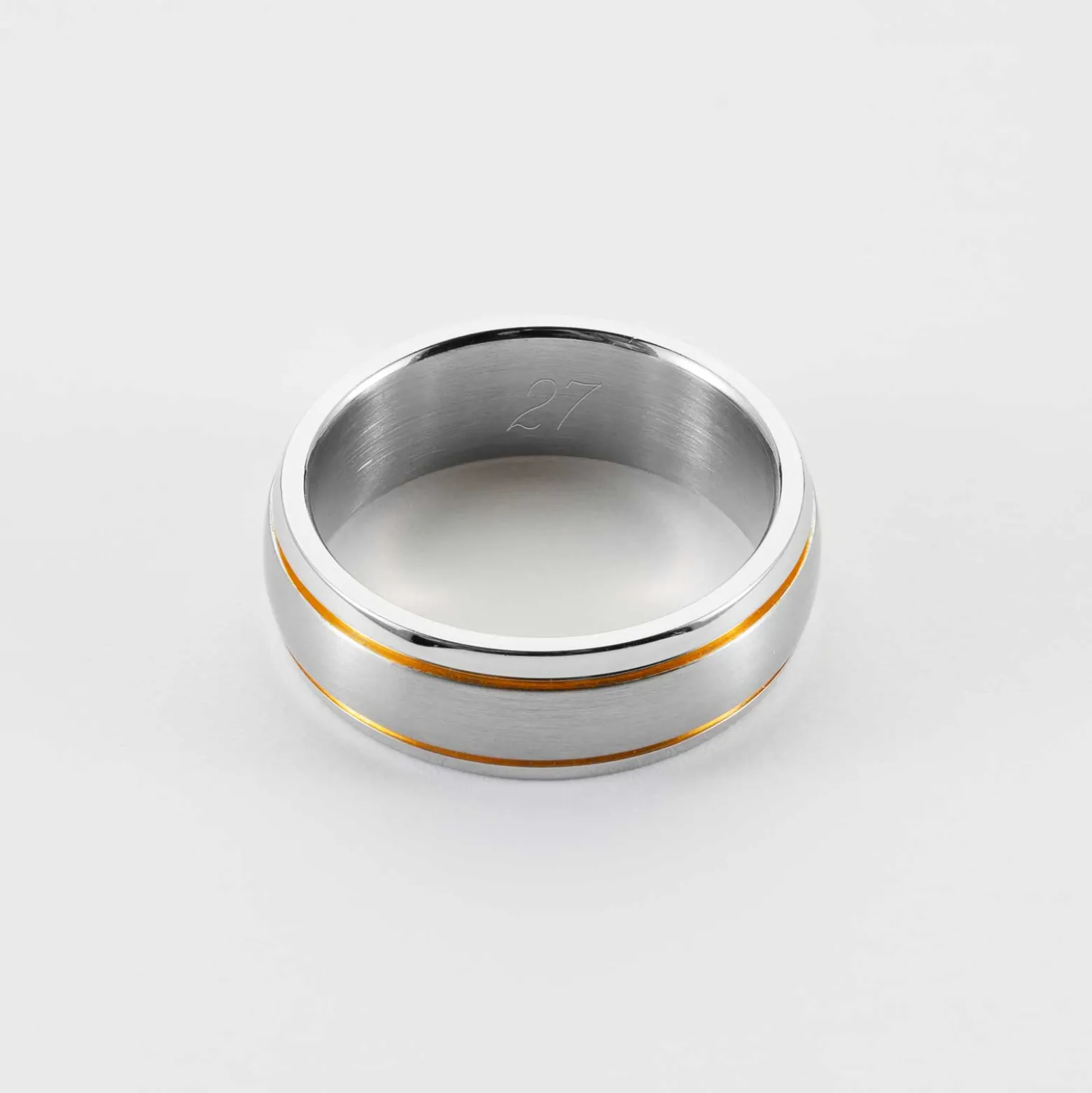 Bague homme ruban doré personnalisée acier 7 mm