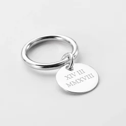 Bague jonc argent personnalisée médaille gravée 15 mm