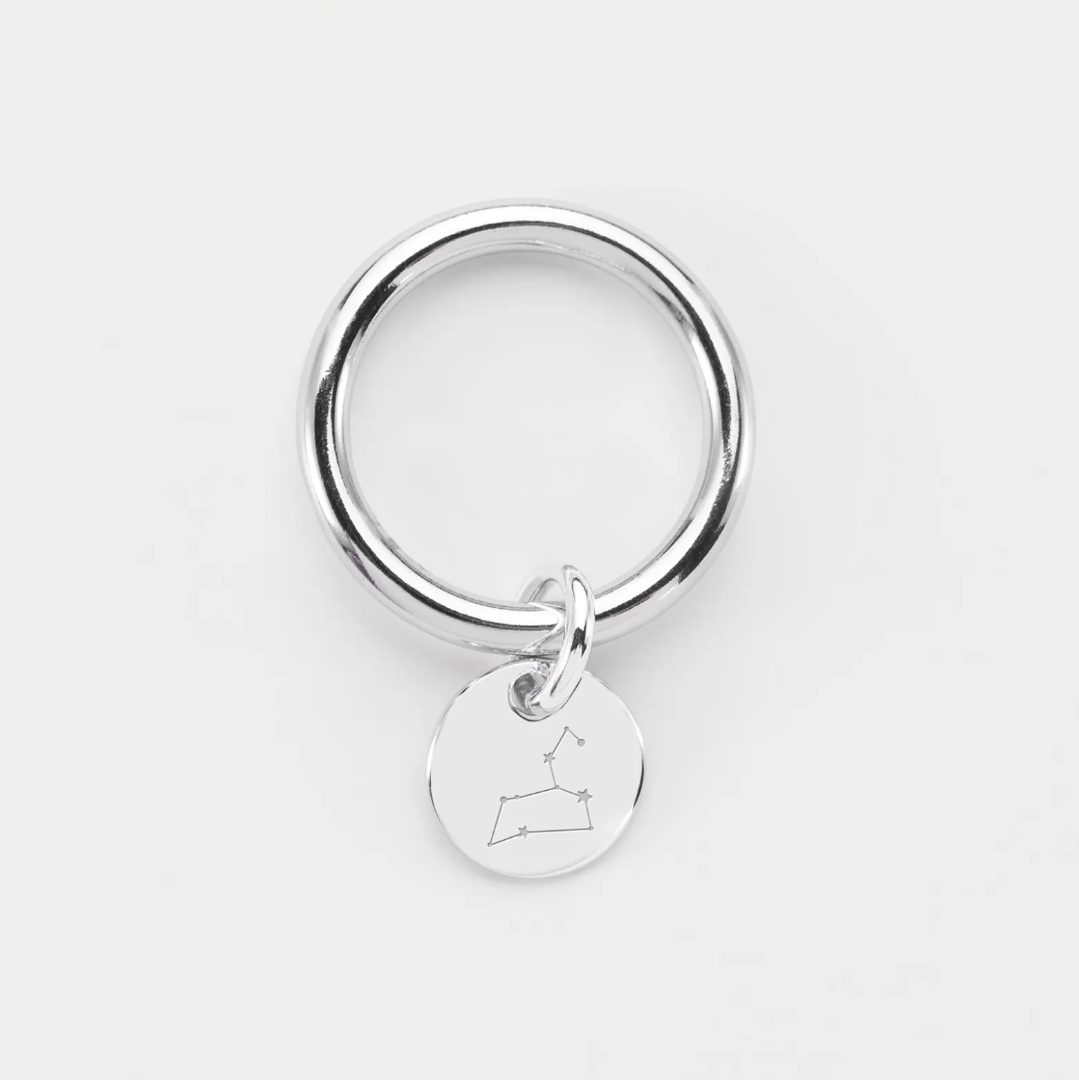 Bague jonc argent personnalisée médaille gravée initiale 10 mm