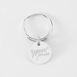 Bague Mariée ovale ouverte argent personnalisée médaille gravée 15 mm