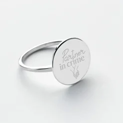 Bague Mariée plateau personnalisée argent médaille gravée 15 mm