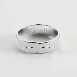 Bague martelée personnalisée argent 5 mm
