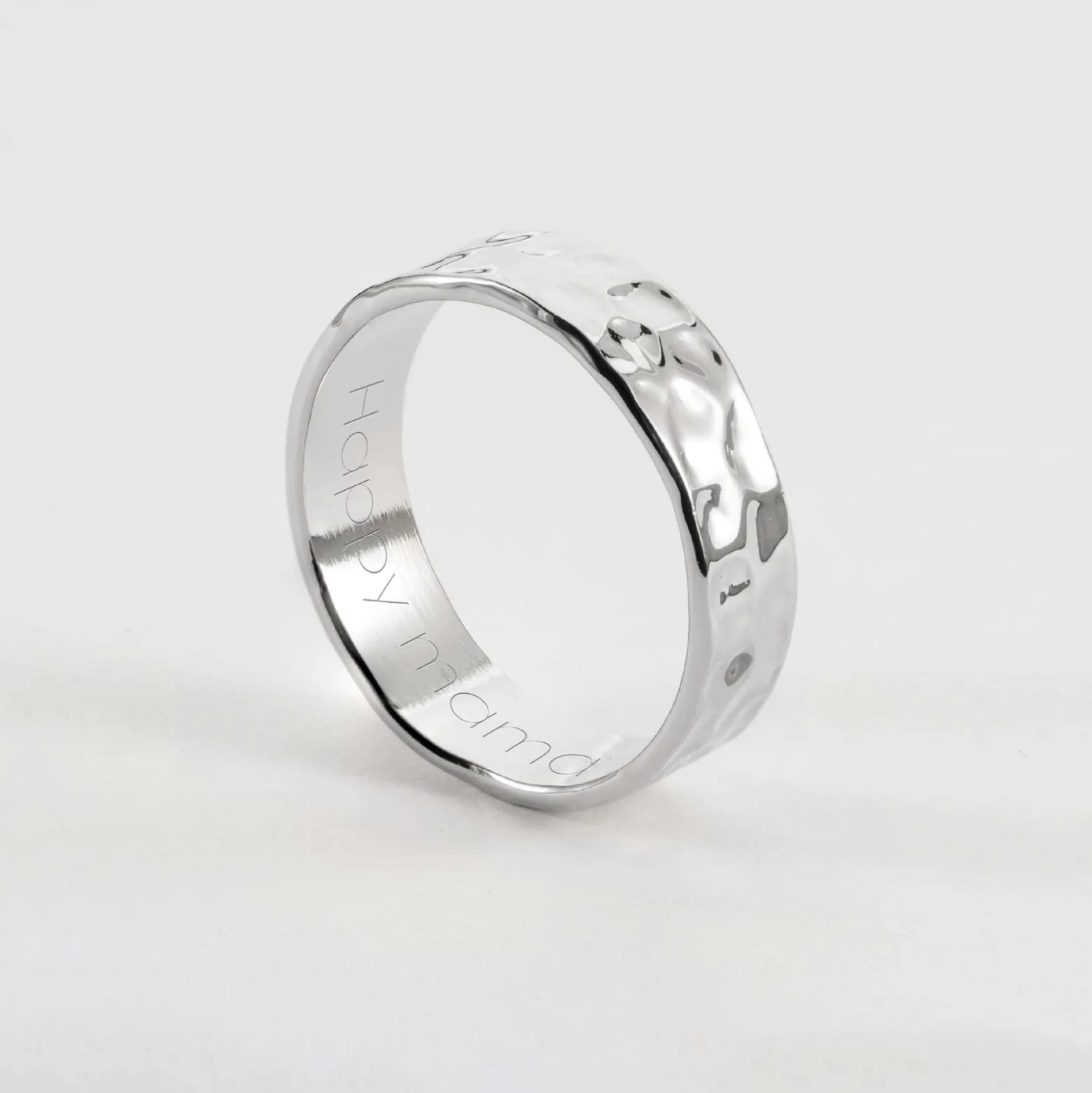 Bague martelée personnalisée argent 5 mm