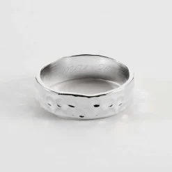 Bague martelée personnalisée argent 5 mm