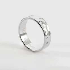 Bague martelée personnalisée argent 5 mm