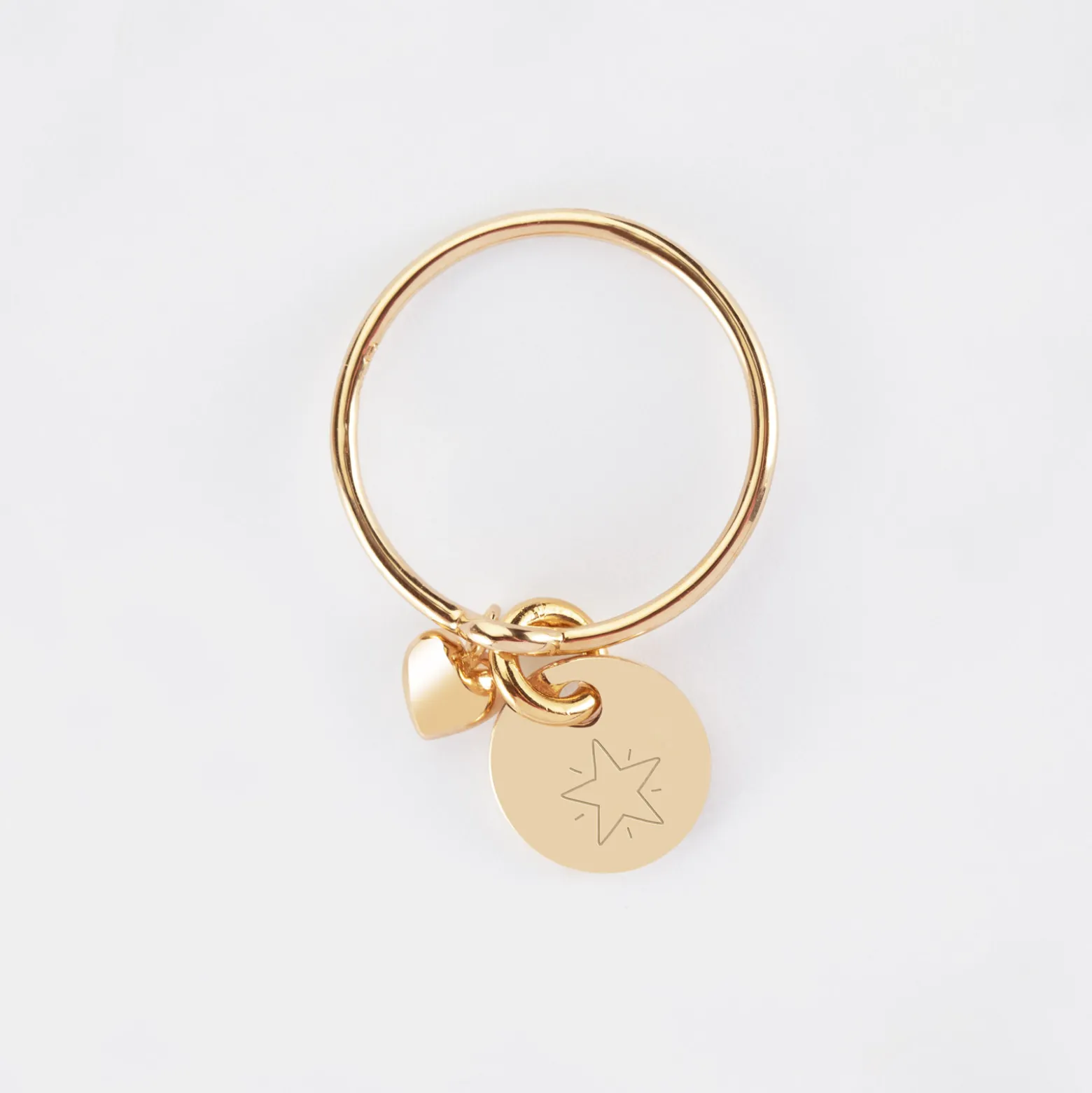 Bague mini coeur bombé personnalisé médaille gravée plaqué or 10 mm