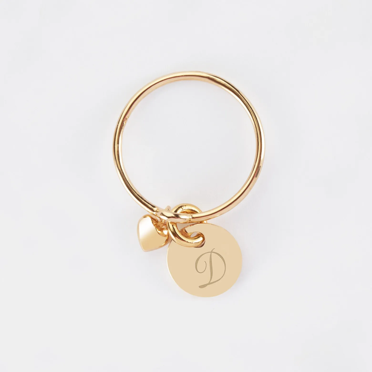 Bague mini coeur bombé personnalisé médaille gravée plaqué or 10 mm