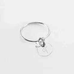Bague mini coeur scintillant personnalisé médaille gravée argent 10 mm