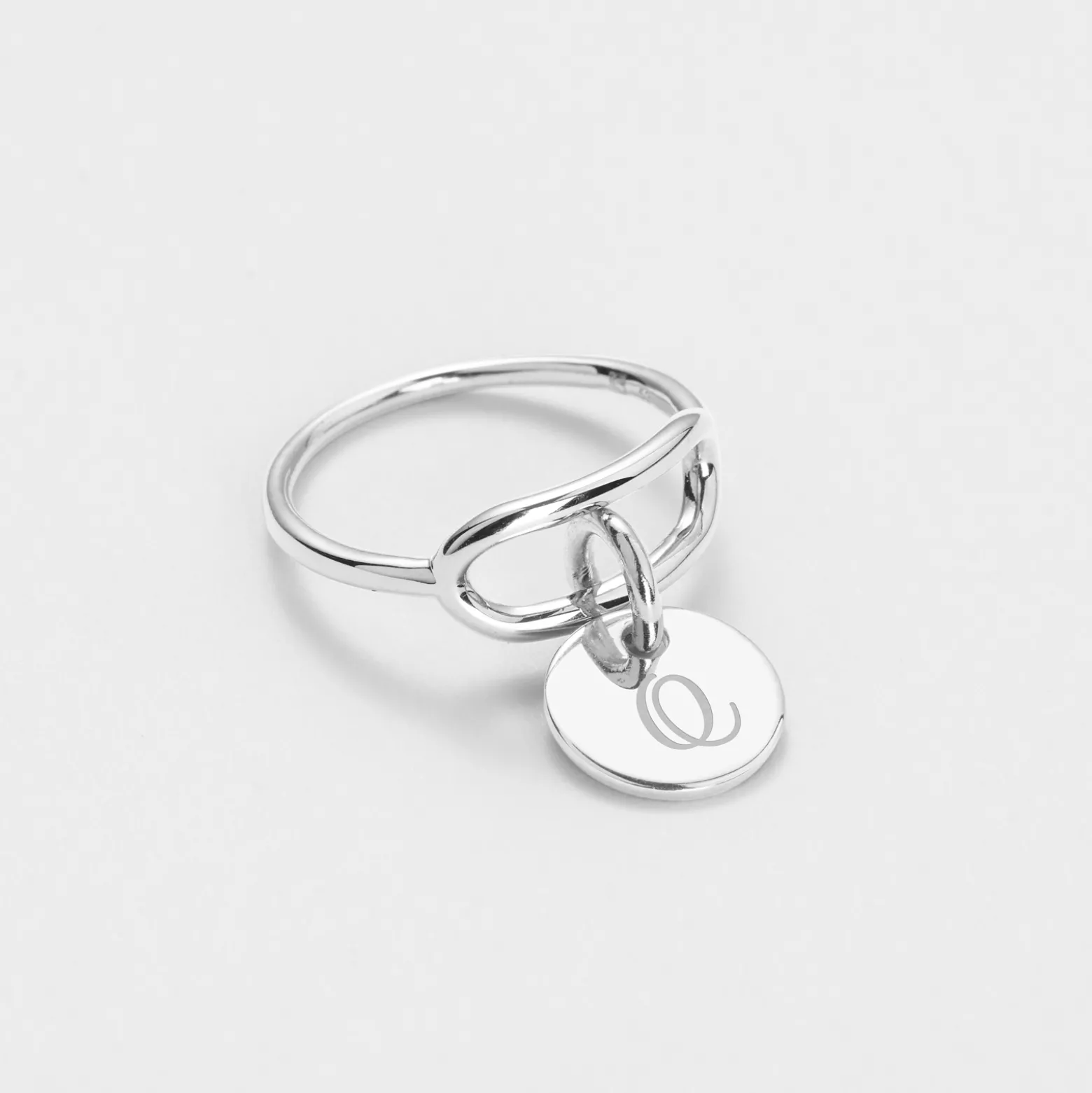 Bague ovale ouverte argent personnalisée médaille gravée 10 mm