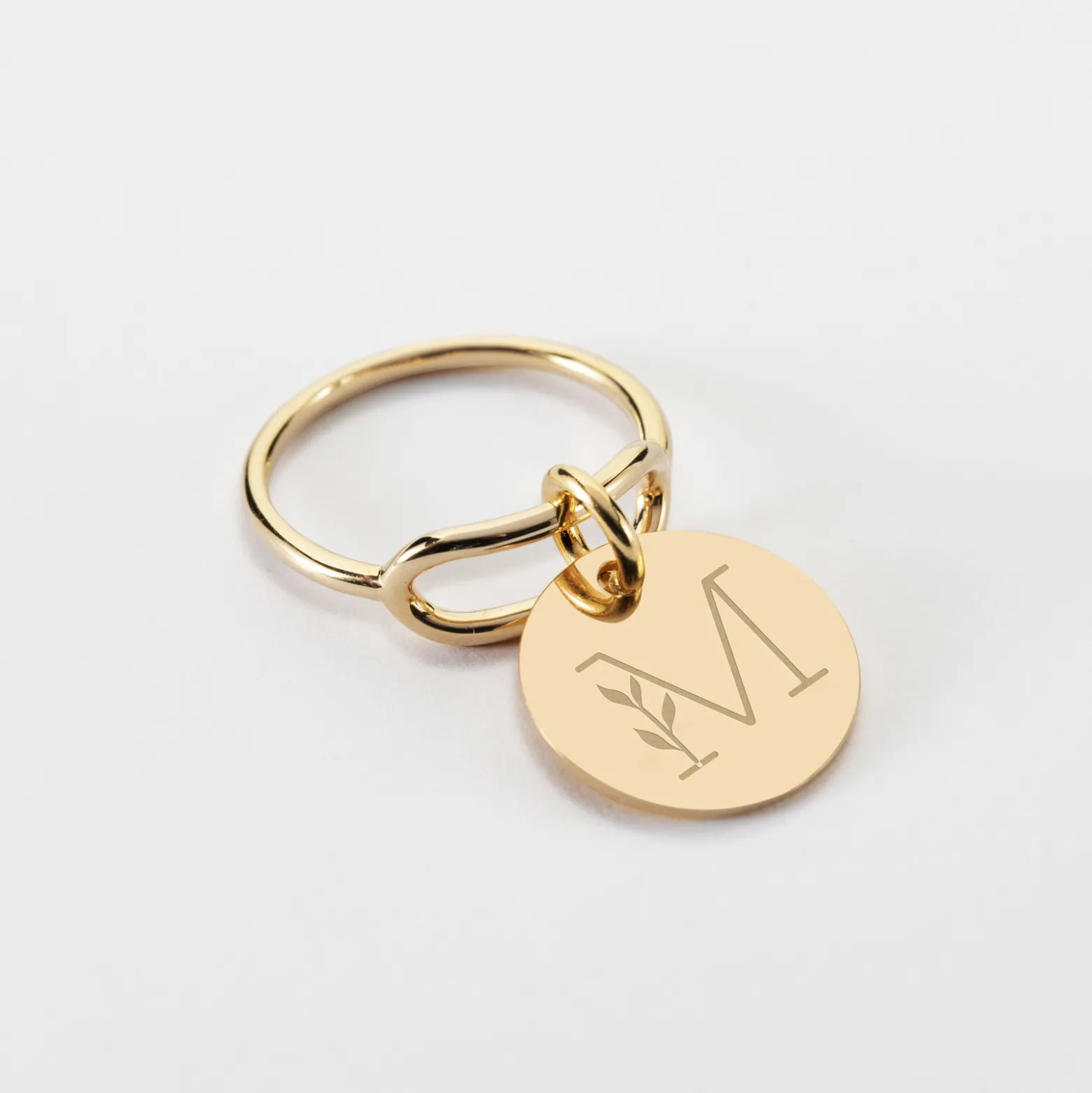 Bague ovale ouverte plaqué or personnalisée médaille gravée 15 mm