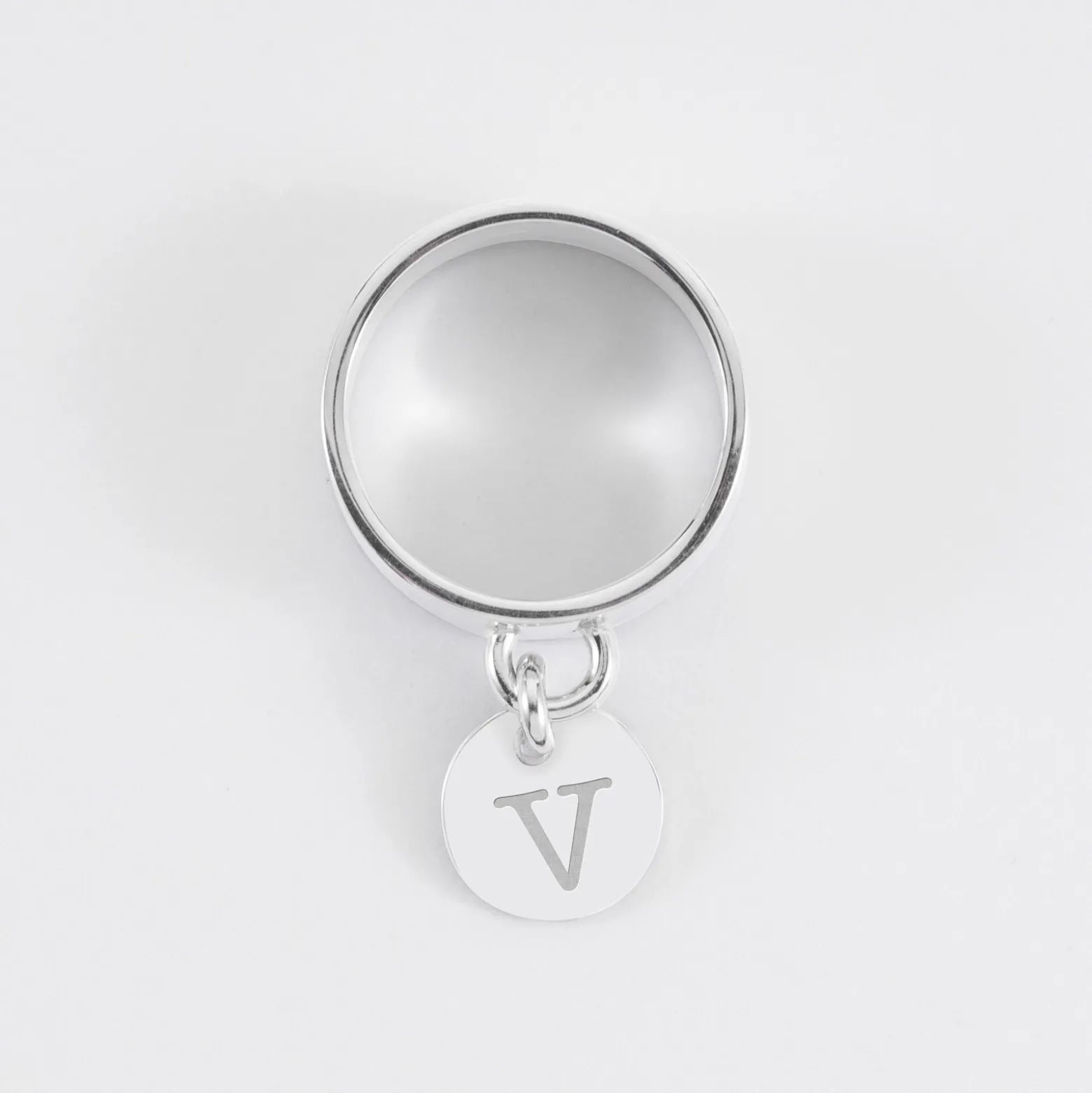 Bague personnalisée argent médaille gravée 10 mm