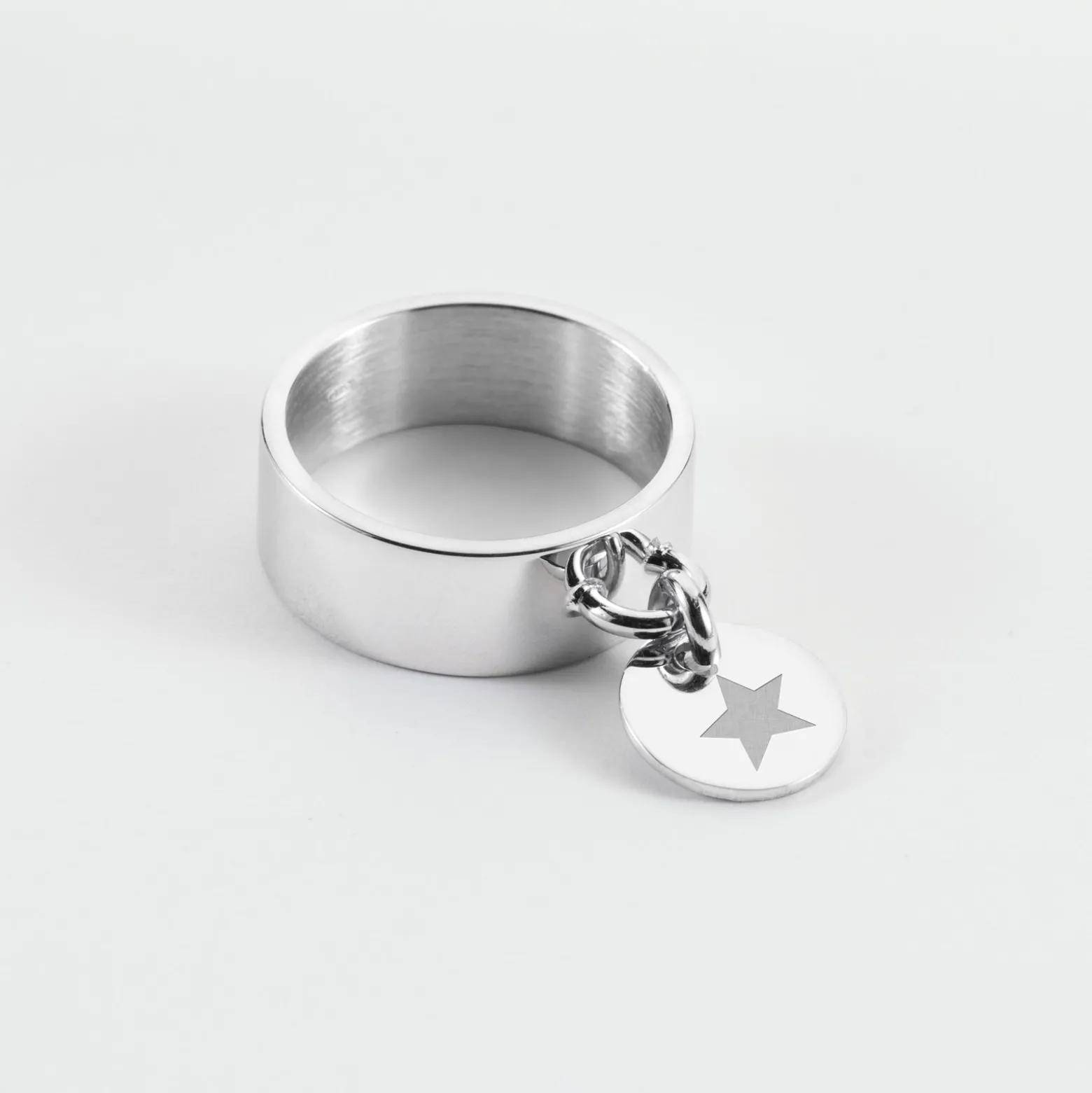 Bague personnalisée argent médaille gravée 10 mm