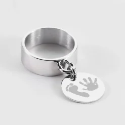 Bague personnalisée argent médaille gravée 15 mm