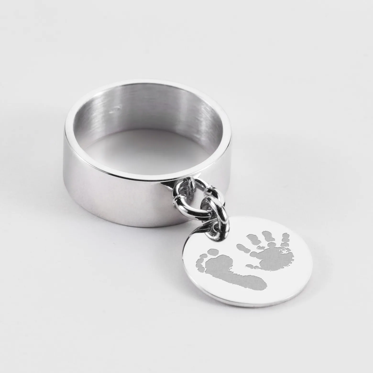 Bague personnalisée argent médaille gravée 15 mm