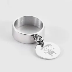 Bague personnalisée argent médaille gravée 15 mm