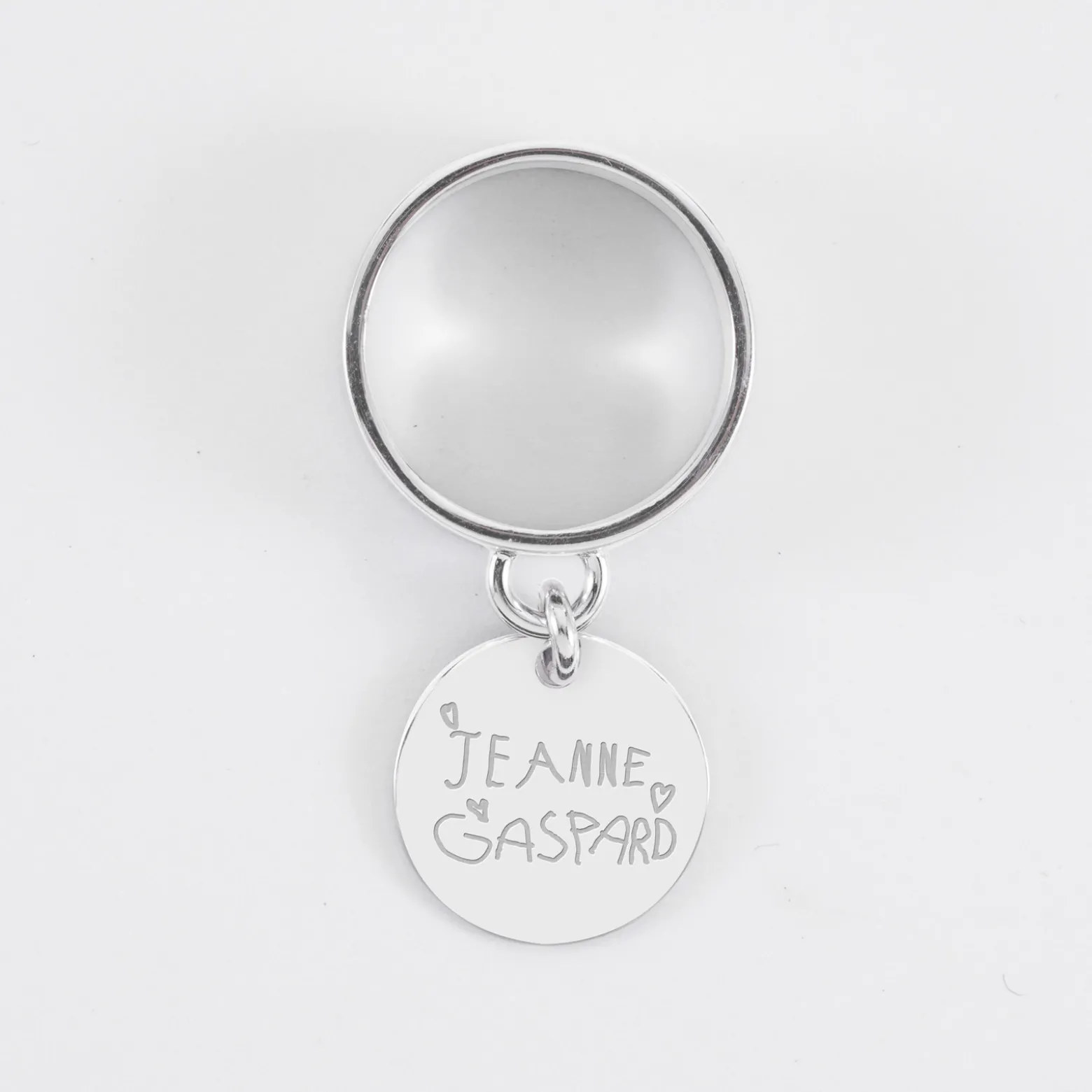 Bague personnalisée argent médaille gravée 15 mm