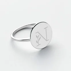 Bague plateau personnalisée argent médaille gravée 15 mm - Nos petits imparfaits