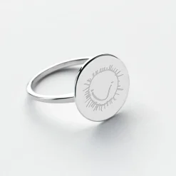 Bague plateau personnalisée argent médaille gravée 15 mm