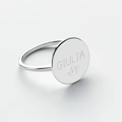 Bague plateau personnalisée argent médaille gravée 15 mm