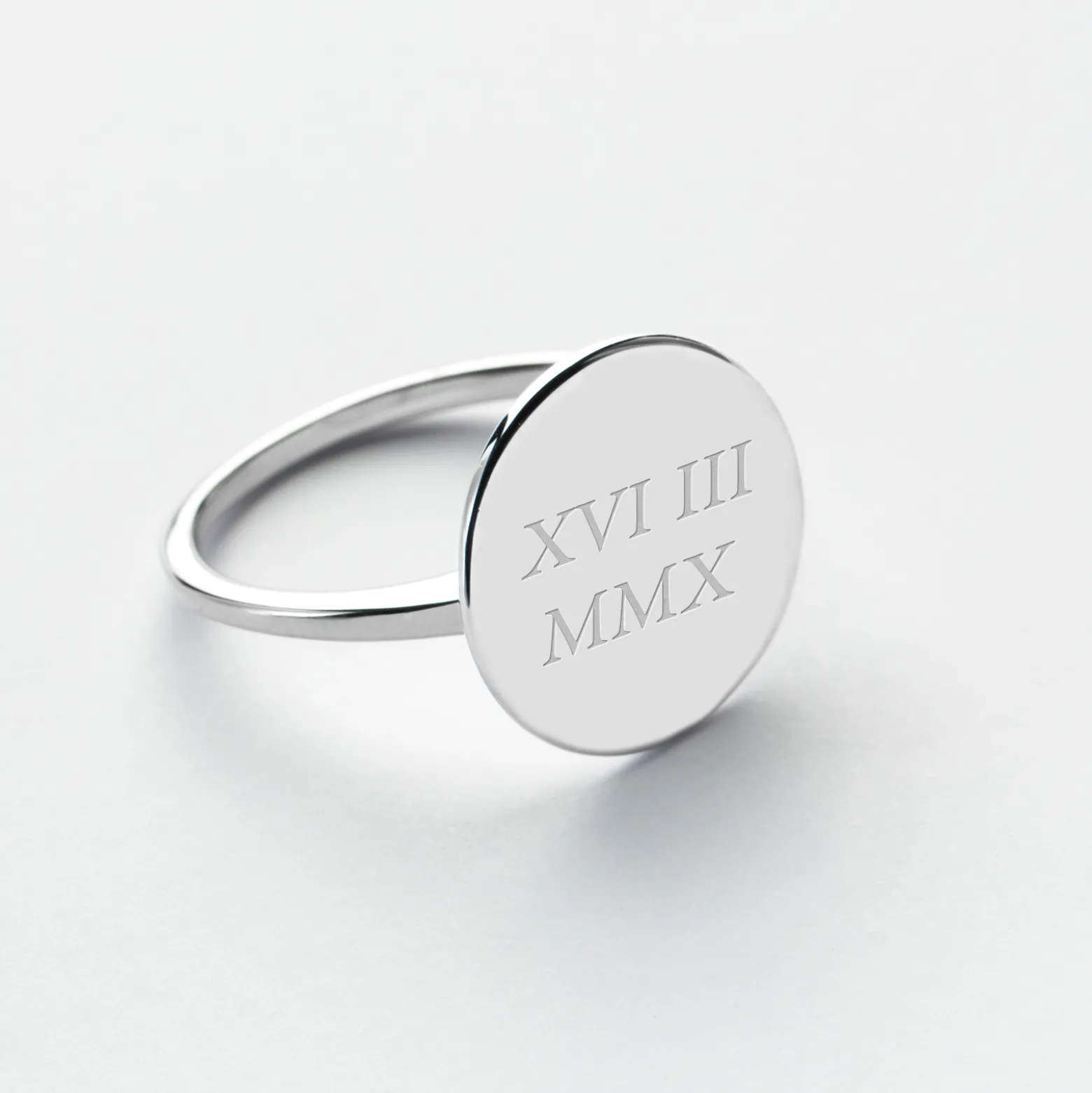 Bague plateau personnalisée argent médaille gravée 15 mm