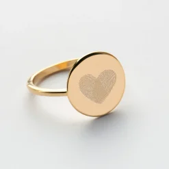 Bague plateau personnalisée plaqué or médaille gravée 15 mm - Nos petits imparfaits