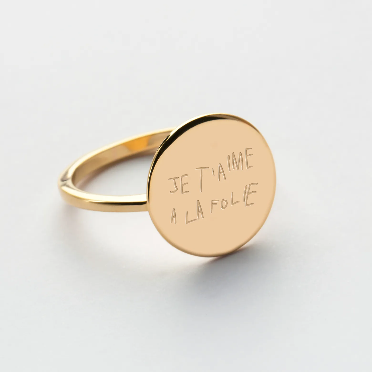 Bague plateau personnalisée plaqué or médaille gravée 15 mm - Nos petits imparfaits