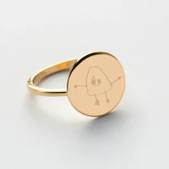 Bague plateau personnalisée plaqué or médaille gravée 15 mm