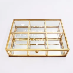 Boîte à bijoux compartiments personnalisée rectangle 16,5x12x4 cm verre gravé