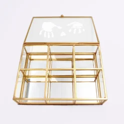 Boîte à bijoux compartiments personnalisée rectangle 16,5x12x4 cm verre gravé