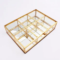 Boîte à bijoux compartiments personnalisée rectangle 16,5x12x4 cm verre gravé