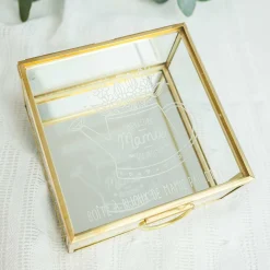 Boîte à bijoux personnalisée 10x10x5 cm verre gravé - Edition spéciale "Meilleure Mamie du monde"