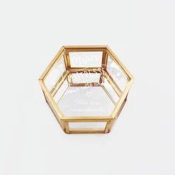 Boîte à bijoux personnalisée hexagonale 8x7x4 cm verre gravé - Edition spéciale "Merci maîtresse"