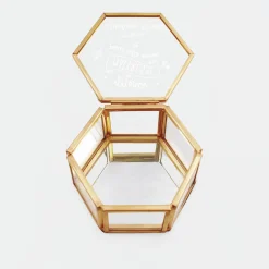 Boîte à bijoux personnalisée hexagonale 8x7x4 cm verre gravé - Edition spéciale