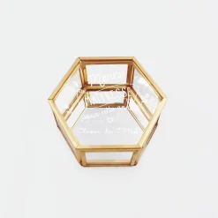 Boîte à bijoux personnalisée hexagonale 8x7x4 cm verre gravé - Edition spéciale