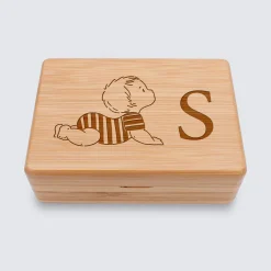Boîte à bijoux personnalisée initiale 12x8,5 cm bois gravé - HappyBulle x Marie Savart